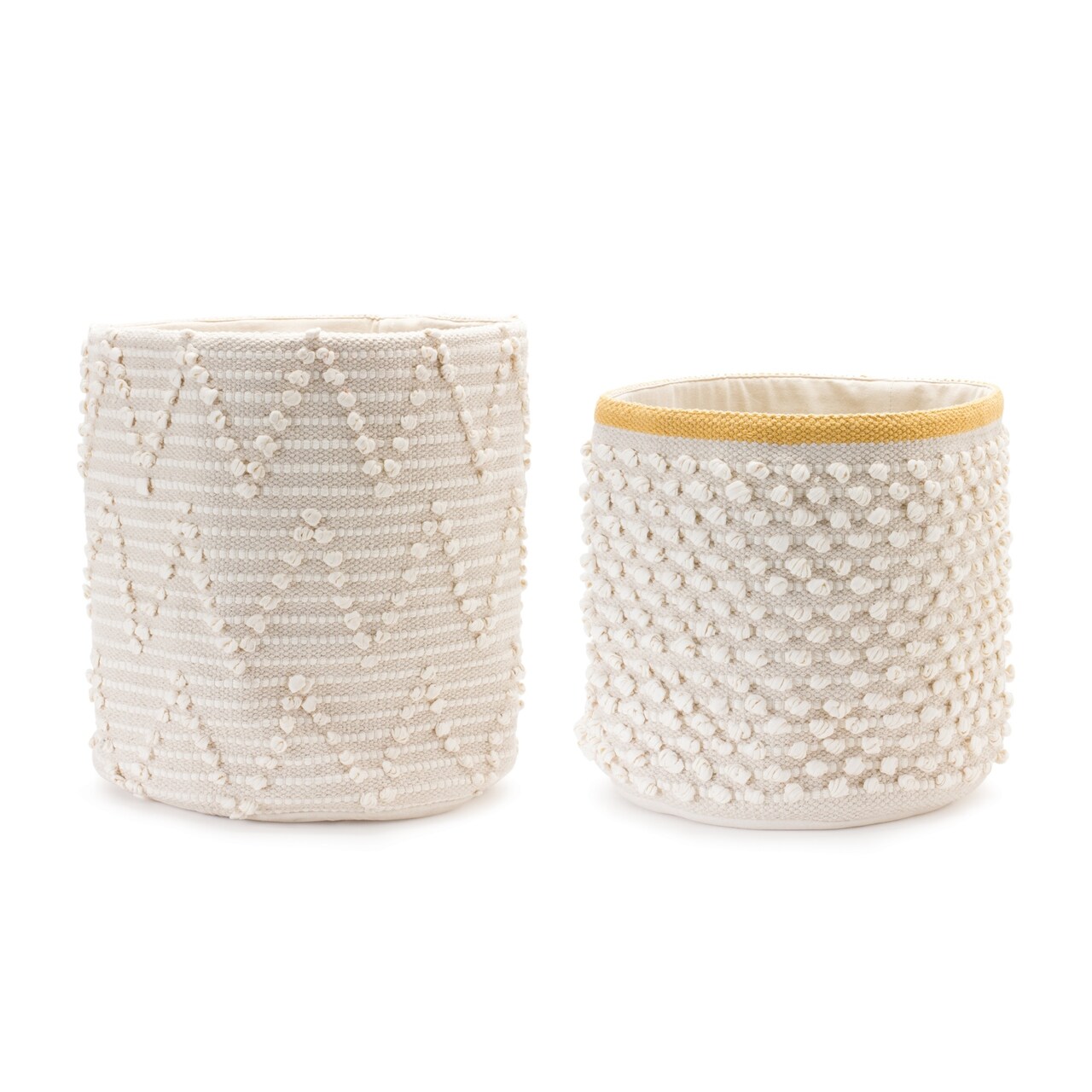 Melrose Woven Geometric Storage Baskets - 16" - White - Set of 2